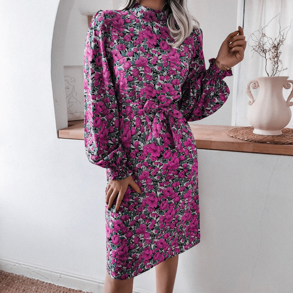 Roxy - Collar Floral Long Sleeve Dress