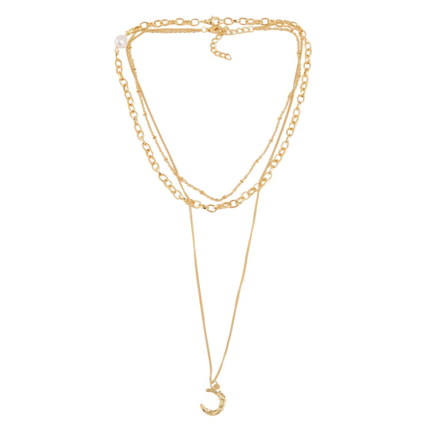Bohemian Multilayer Necklace Double Gold Lock Heart Necklace