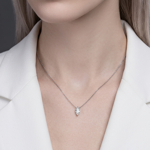 A Fashionable Jewelry Pendant Set Moissanite S925 Sterling Silver And Platinum-plated Diamond In The Shape Of A Horse's Eye. Moissanite Silver Jewelry