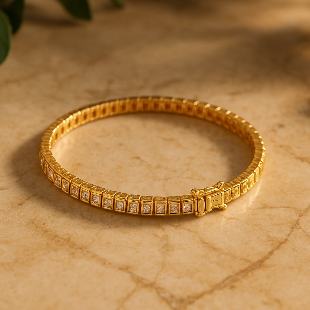 Luxury Designer Bracelet – 18K Yellow Gold Plated with 4/5 Carat Total Weight of Sparkling Diamonds