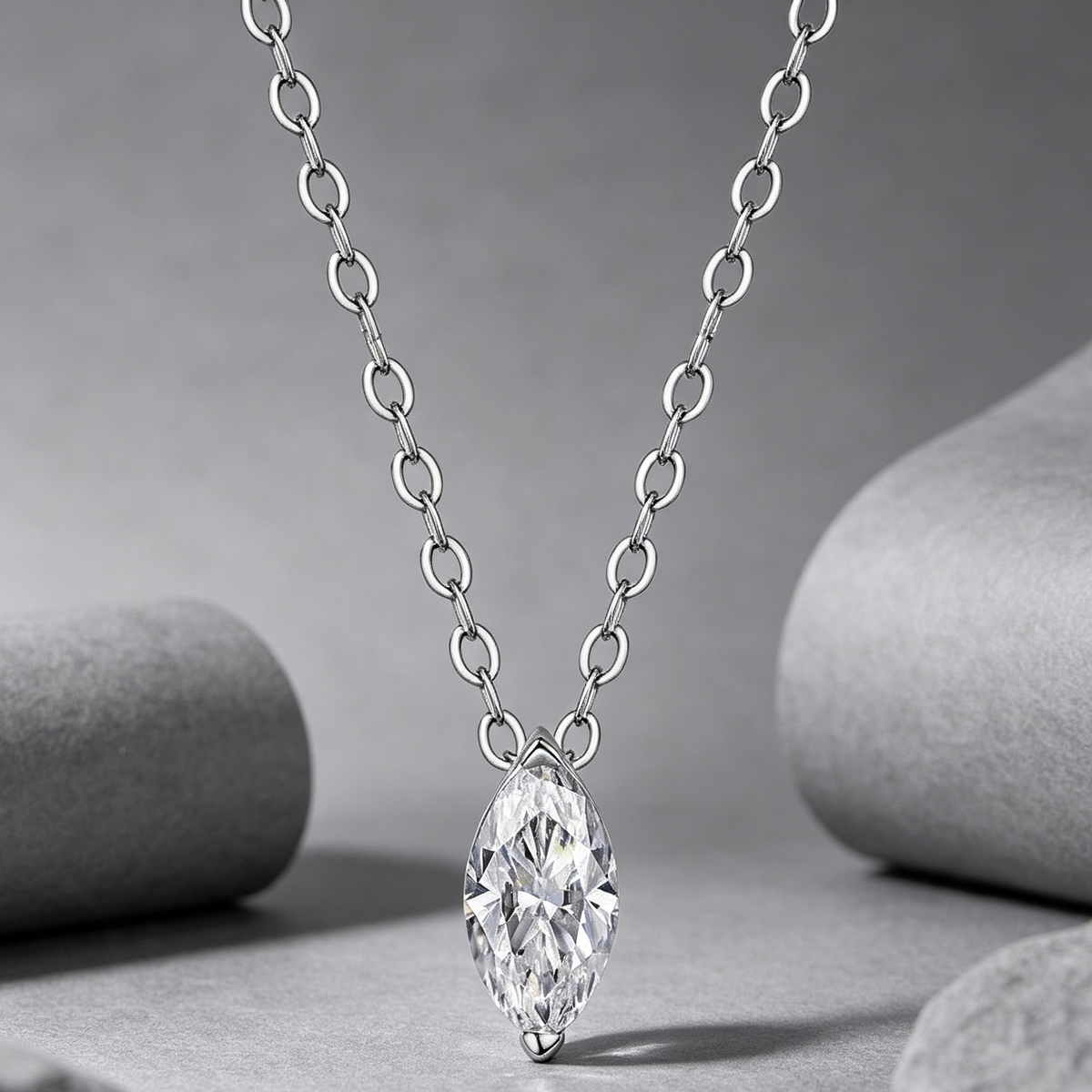 A Fashionable Jewelry Pendant Set Moissanite S925 Sterling Silver And Platinum-plated Diamond In The Shape Of A Horse's Eye. Moissanite Silver Jewelry