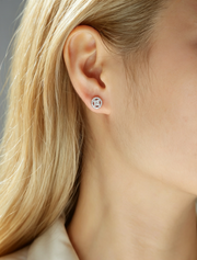 Silver Osmanthus - Fashionable And Luxurious Diamond Jewelry Earrings Set With Moissanite S925 Sterling Silver And Platinum-plated Stud Earrings