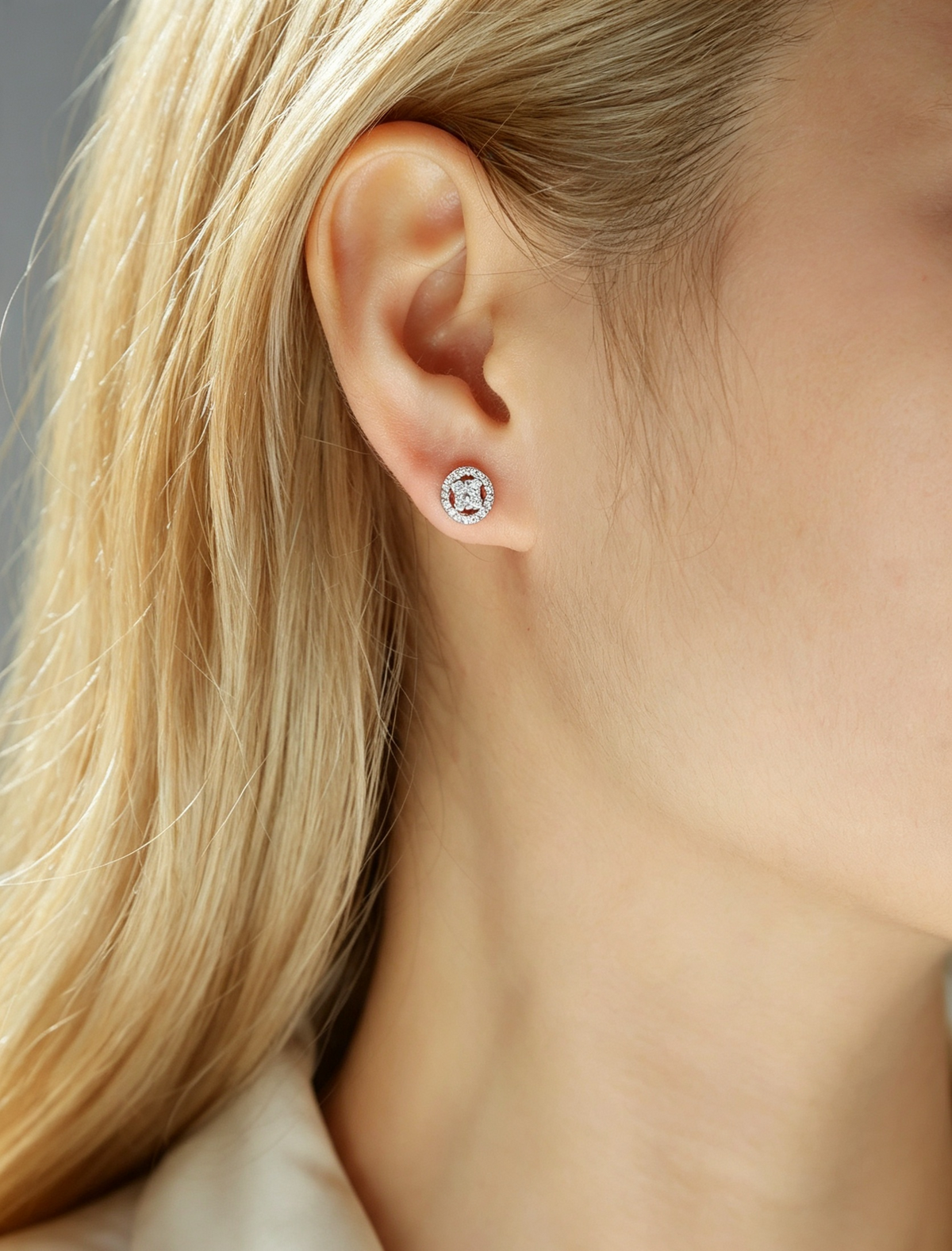 Silver Osmanthus - Fashionable And Luxurious Diamond Jewelry Earrings Set With Moissanite S925 Sterling Silver And Platinum-plated Stud Earrings