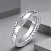 Double Ring Shadow - A Fashionable And Luxurious Jewelry Piece Set With Moissanite S925 Sterling Silver And Platinum-plated Diamond