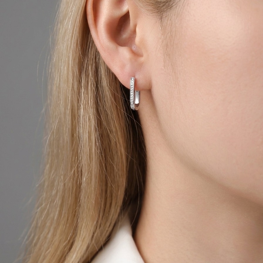 Reincarnation Hoop Earrings — Moissanite & Platinum-Plated Sterling Silver