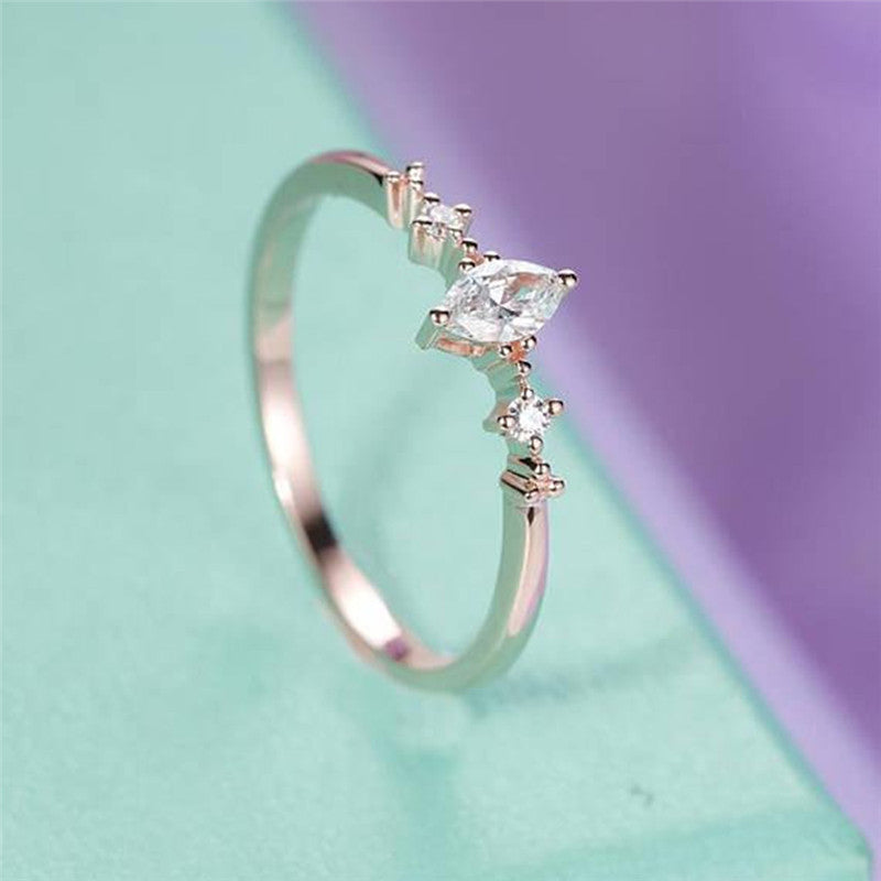 Diamond Plating Rose Gold Ladies Ring