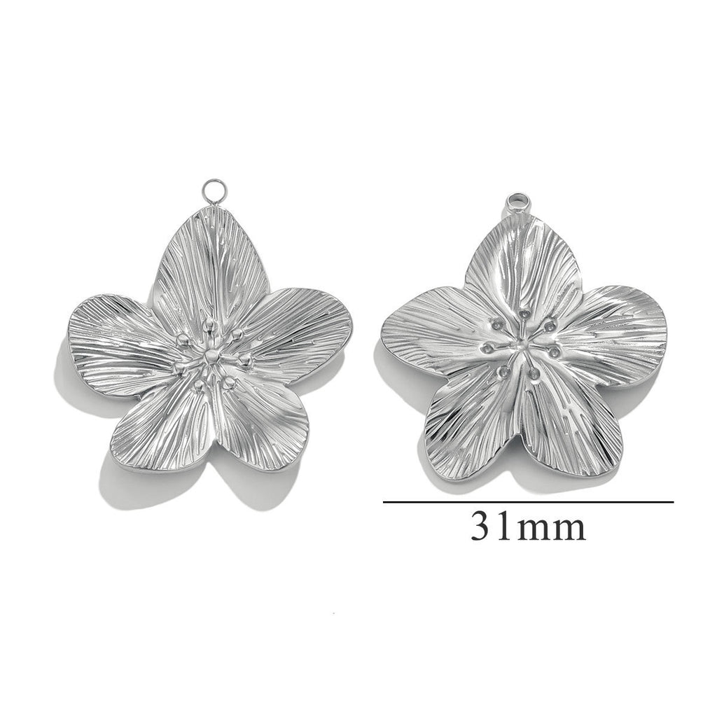 Vintage Gold Stainless Steel DIY Flower Pendant Advanced Design Necklace Earring Pendant