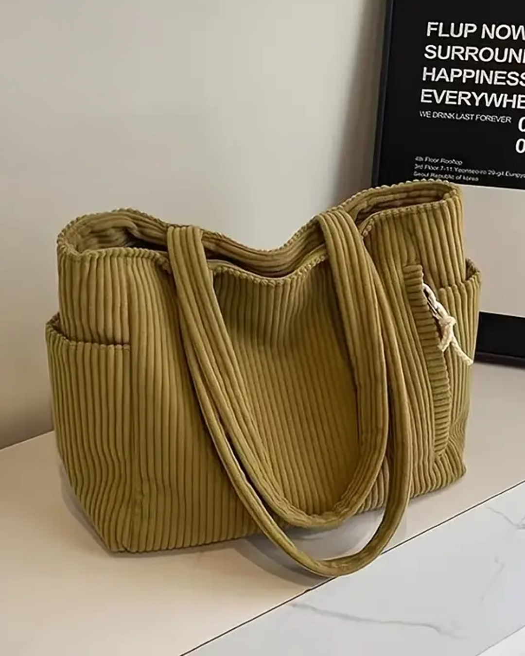 Large Corduroy Tote Bag for Women