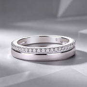 Double Ring Shadow - A Fashionable And Luxurious Jewelry Piece Set With Moissanite S925 Sterling Silver And Platinum-plated Diamond
