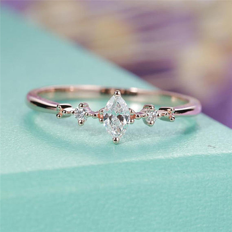 Diamond Plating Rose Gold Ladies Ring