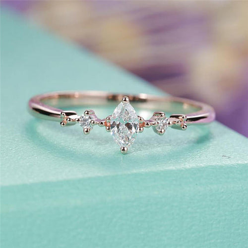 Diamond Plating Rose Gold Ladies Ring