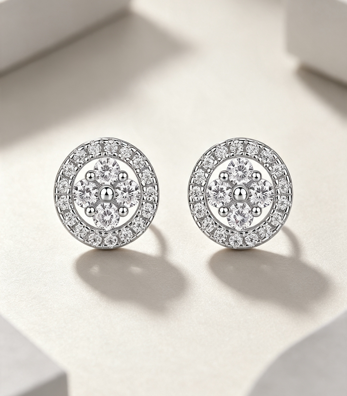 Silver Osmanthus - Fashionable And Luxurious Diamond Jewelry Earrings Set With Moissanite S925 Sterling Silver And Platinum-plated Stud Earrings