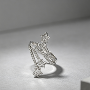 Multi  Layer Micro-inlaid Five-pointed Star Zircon Ring