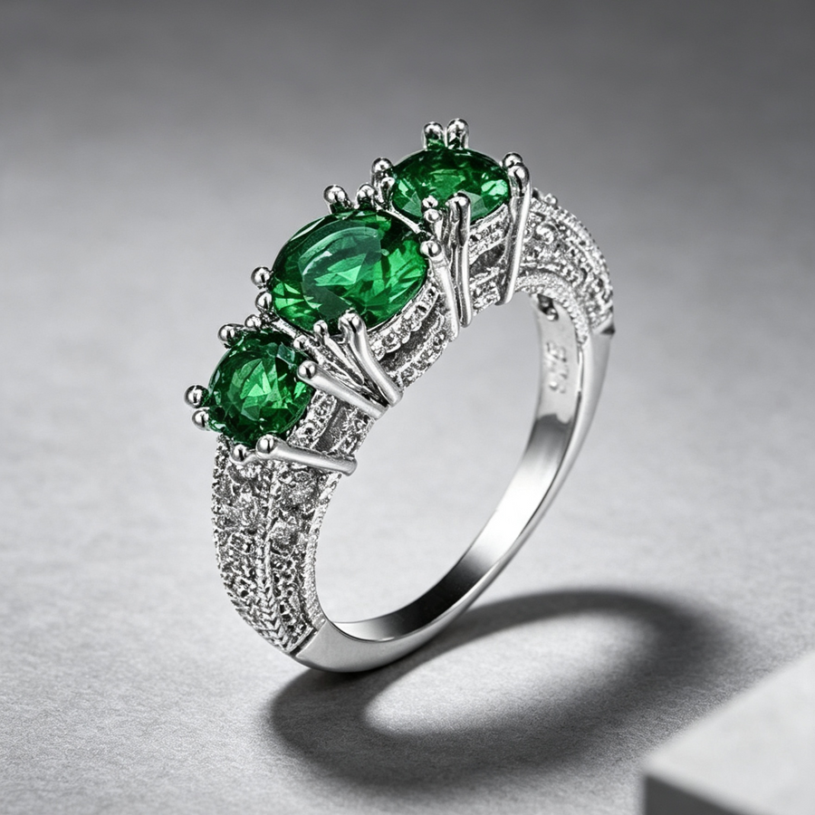 European and American ring engagement ring inlaid zircon ring jewelry