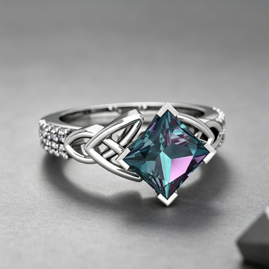 Creative personality Rainbow Topaz ring Europe and the United States party gift engagement ring