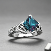 Creative personality Rainbow Topaz ring Europe and the United States party gift engagement ring