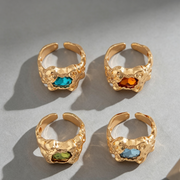 European And American Fashion Cool Pleated Lava Metal Gemstone Ring For Men