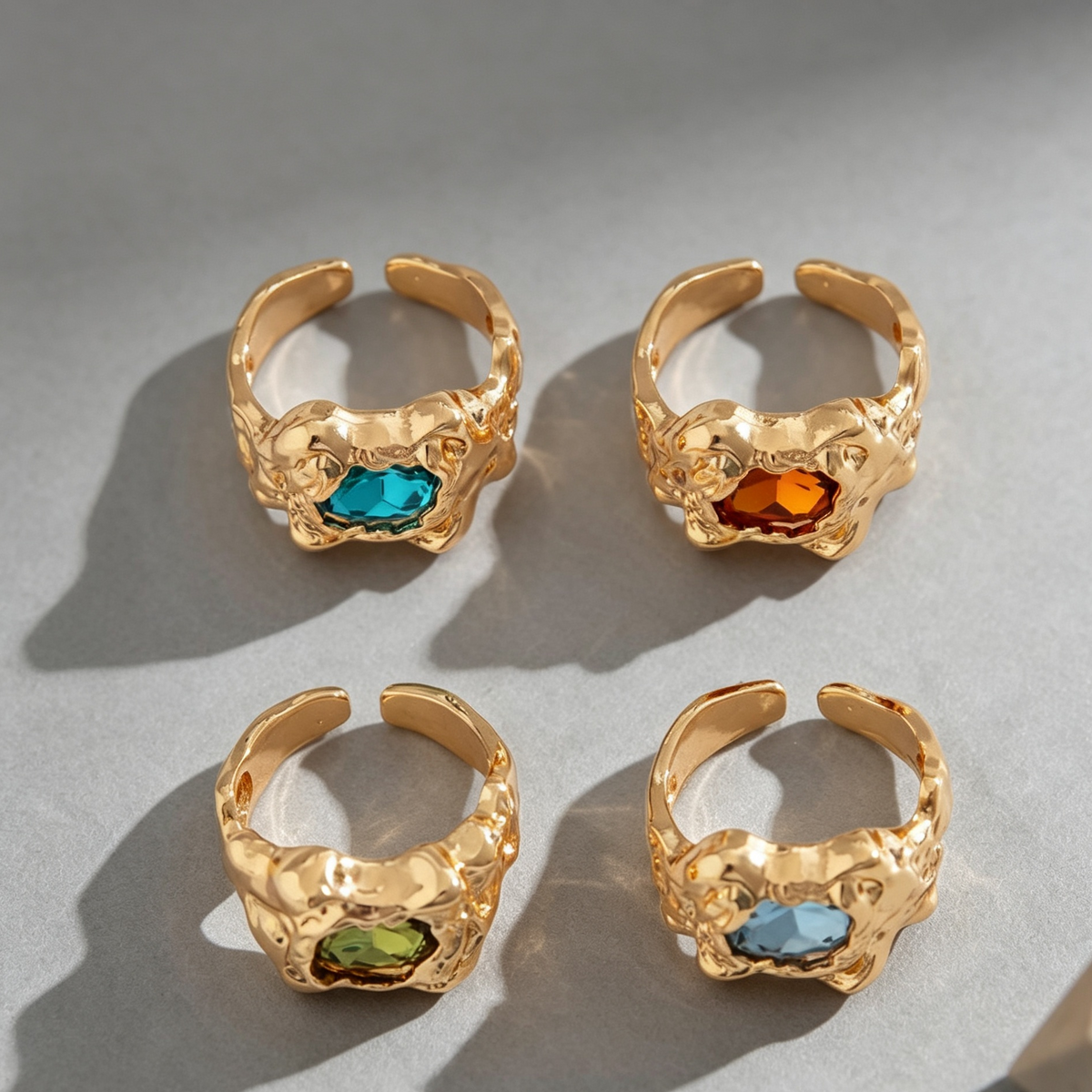 European And American Fashion Cool Pleated Lava Metal Gemstone Ring For Men