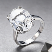 European and American fashion hot engagement engagement diamond ring diamond inlaid sea blue Topaz ring jewelry