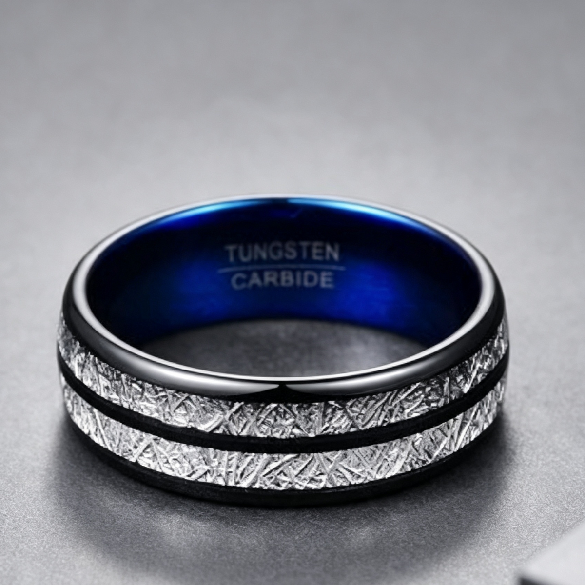 Wedding Band 8mm Width Men Women Rings Accessories Black Blue Tungsten Carbide Rings Couple Anillos Fashion Jewelry