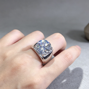 Men's 5 Karat Eight Hearts And Eight Arrows Plated PT950 Simulation Moissanite Open Ring