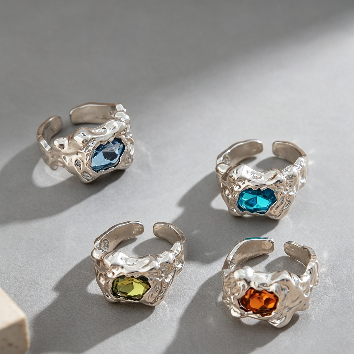 European And American Fashion Cool Pleated Lava Metal Gemstone Ring For Men