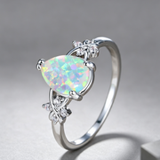 Drop-shaped Inlaid Diamond Flower Ring