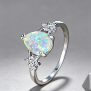 Drop-shaped Inlaid Diamond Flower Ring