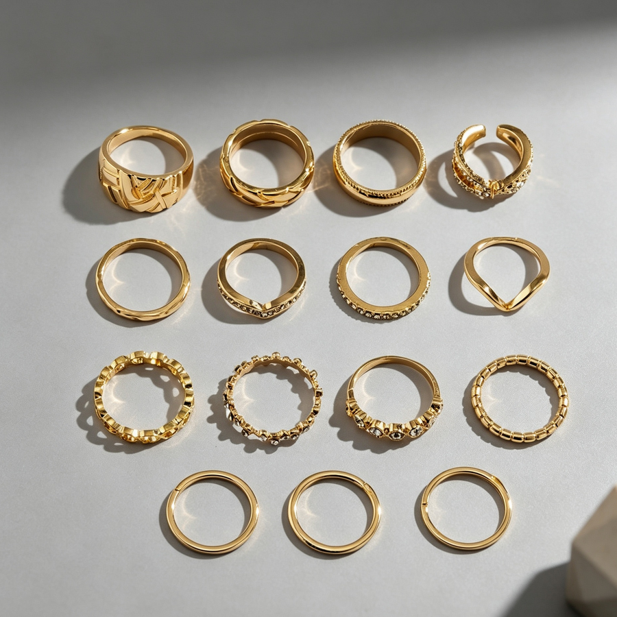 European And American Retro Cold Wind Combination Hollow Curved Ring