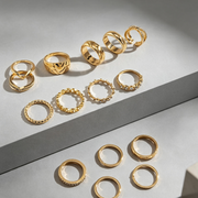 European And American Retro Cold Wind Combination Hollow Curved Ring