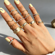 European And American Retro Cold Wind Combination Hollow Curved Ring