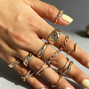 European And American Retro Cold Wind Combination Hollow Curved Ring