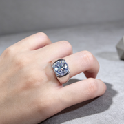 Men's 5 Karat Eight Hearts And Eight Arrows Plated PT950 Simulation Moissanite Open Ring