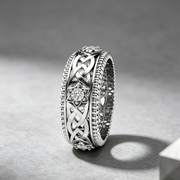 14k Plated White Diamond Ring Hollow Pattern Wedding Ring