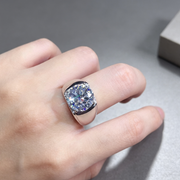 Men's 5 Karat Eight Hearts And Eight Arrows Plated PT950 Simulation Moissanite Open Ring