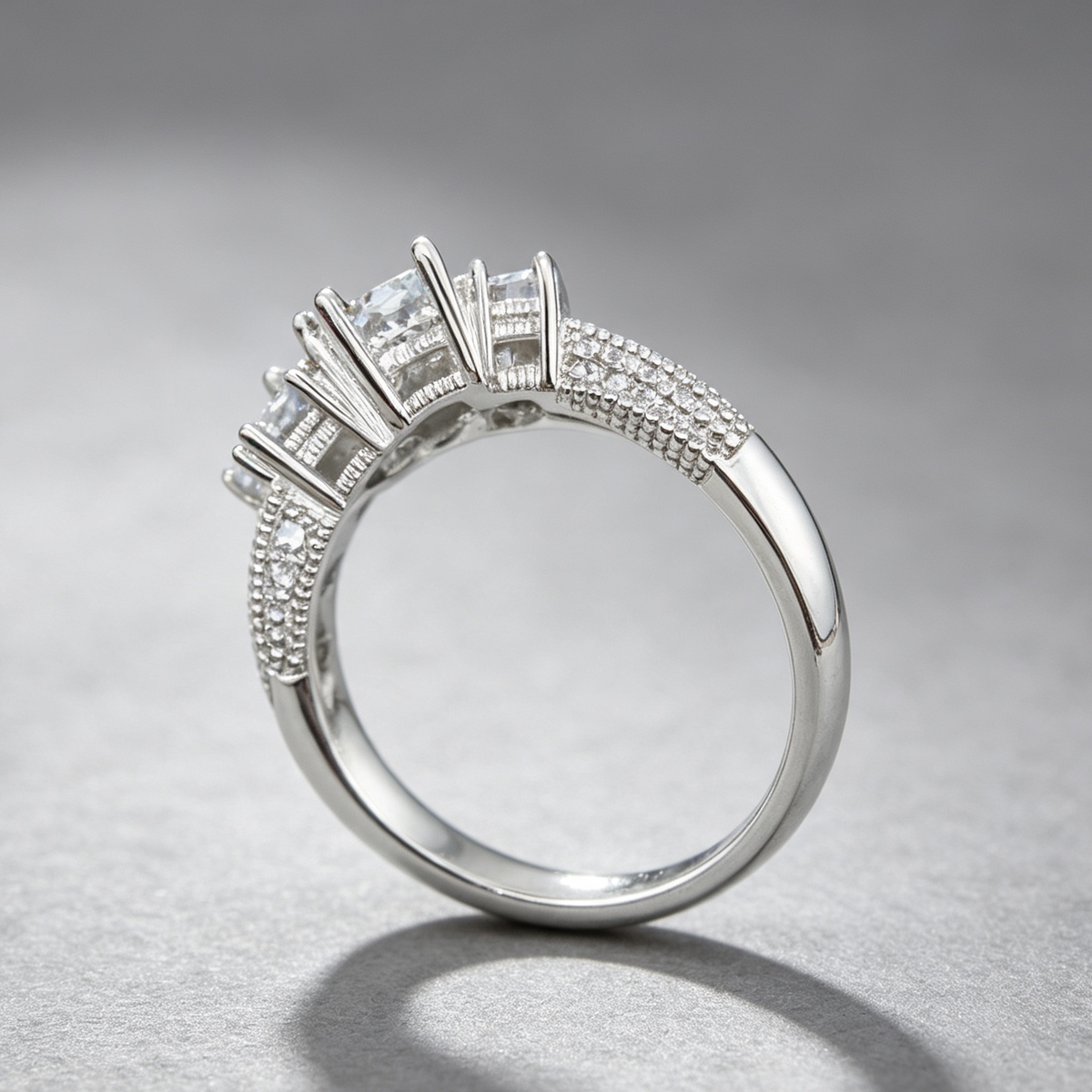 European and American ring engagement ring inlaid zircon ring jewelry