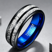 Wedding Band 8mm Width Men Women Rings Accessories Black Blue Tungsten Carbide Rings Couple Anillos Fashion Jewelry
