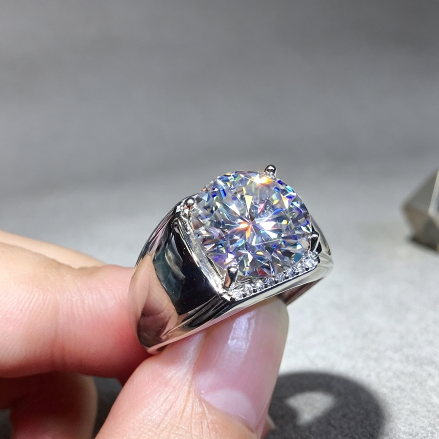 Men's 5 Karat Eight Hearts And Eight Arrows Plated PT950 Simulation Moissanite Open Ring