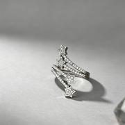 Multi  Layer Micro-inlaid Five-pointed Star Zircon Ring