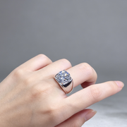 Men's 5 Karat Eight Hearts And Eight Arrows Plated PT950 Simulation Moissanite Open Ring