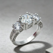 European and American ring engagement ring inlaid zircon ring jewelry