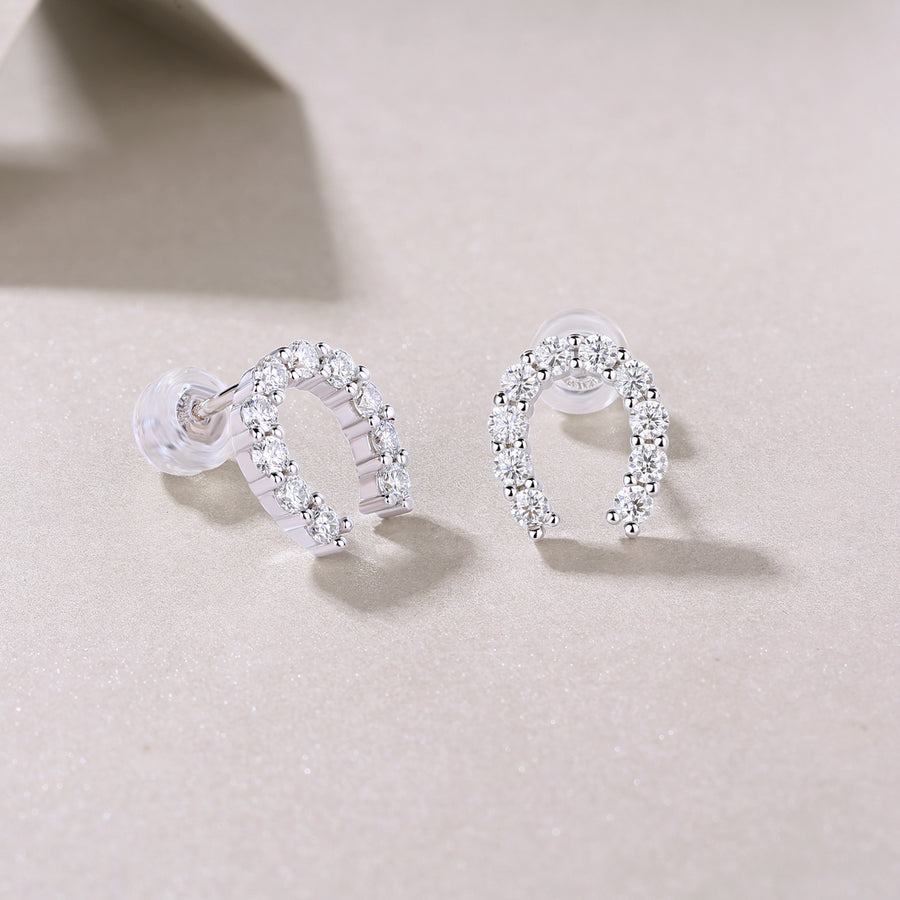 Keep Happiness Diamond Set Moissanite Silver Earrings Luxury Fashion Diamond Earrings Stud Earrings