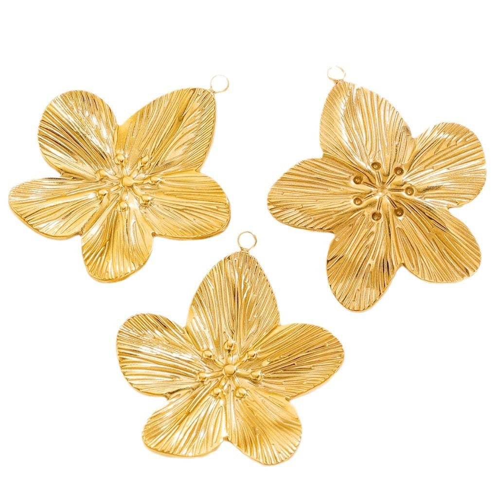 Vintage Gold Stainless Steel DIY Flower Pendant Advanced Design Necklace Earring Pendant