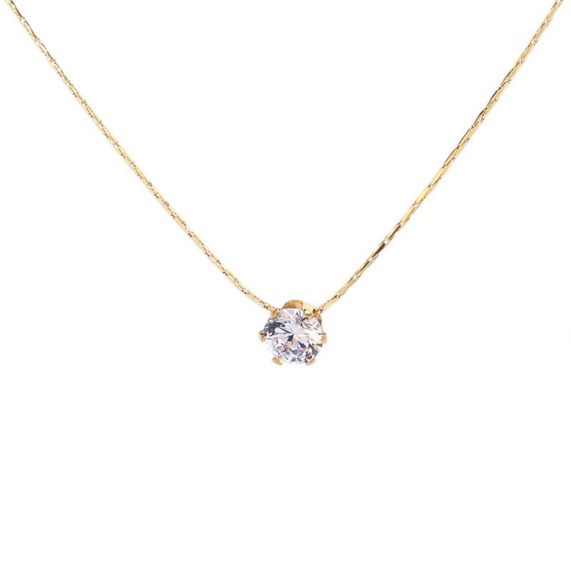 Design Gold High-grade 6 Rhinestones Pendant Necklace