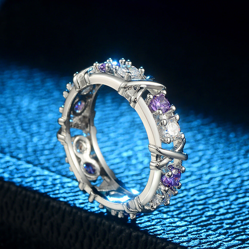 Europe and the United States zircon two-color ring ladies color separation Zircon engagement jewelry