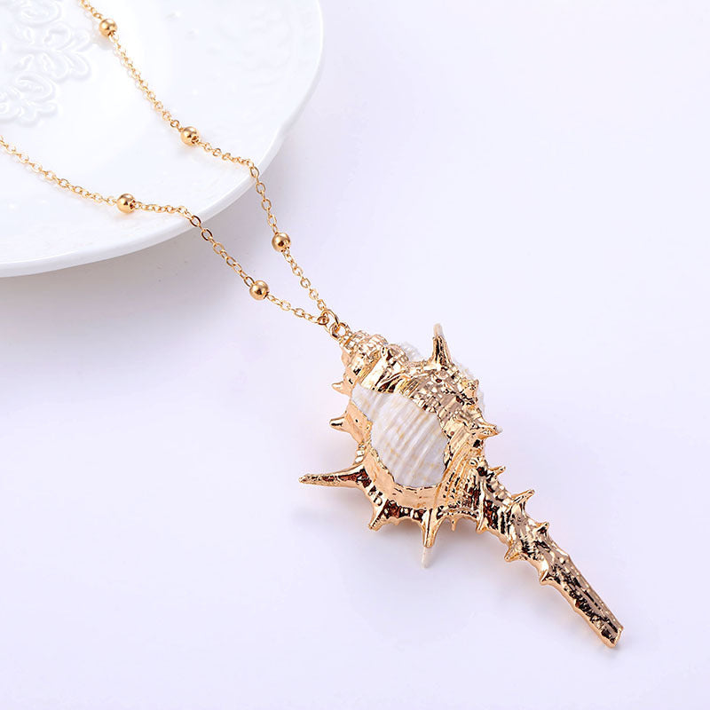 Women's Beach Shell Gold-plated Pendant Conch Necklace