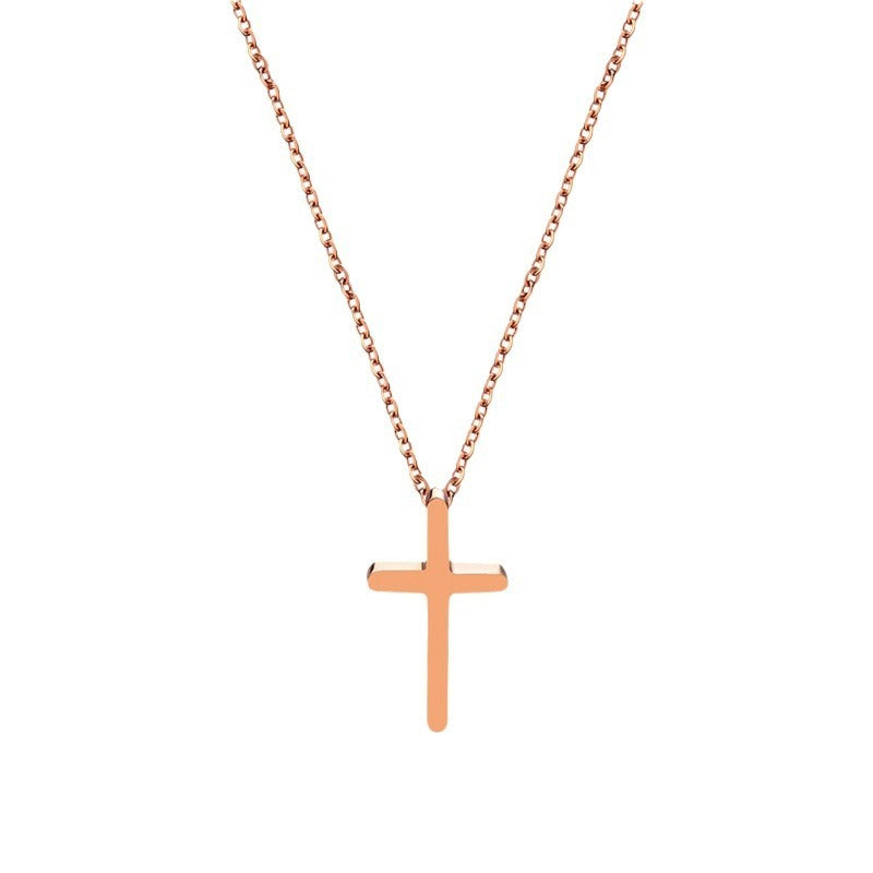 Cross Necklace Light Luxury Minority Titanium Steel Gold Clavicle Chain