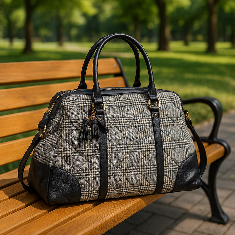 Roomy Black and Grey Purse
