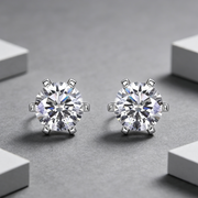 Quiet Luxury Fashion Diamond Earrings Stud Set With Mosan Diamond Silver Ornaments