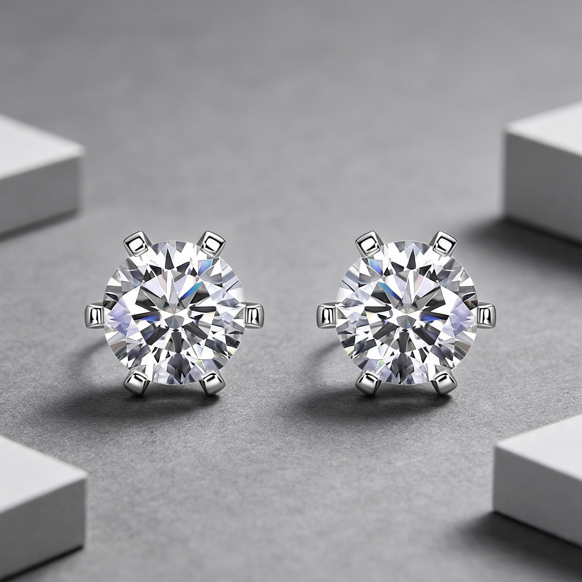 Quiet Luxury Fashion Diamond Earrings Stud Set With Mosan Diamond Silver Ornaments